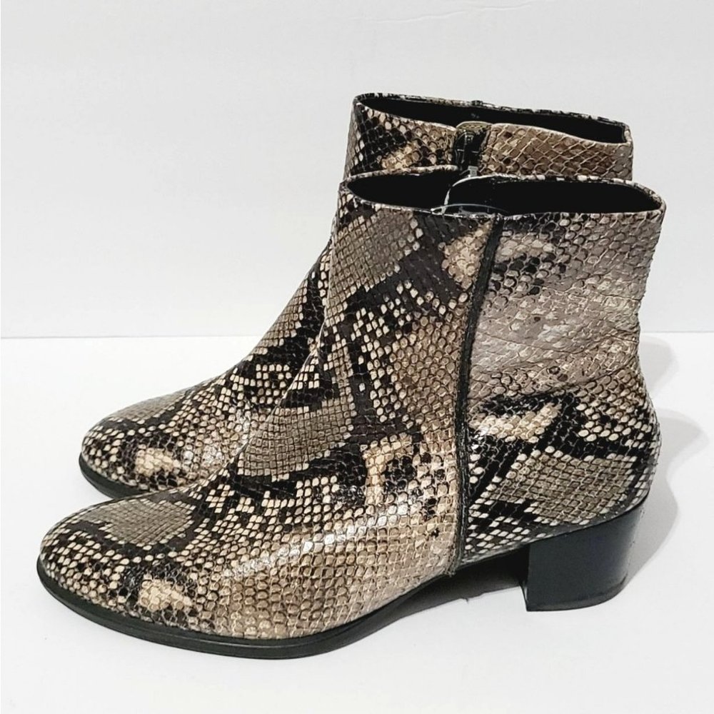 Ecco Shape 35 Snakeskin Reptile Print Booties Size EU 37 US 6/6.5